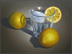 Water Glass With Lemons - Nance Danforth Paintings